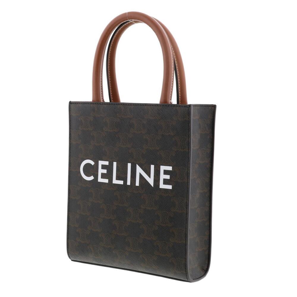 CELINE Vertical Triomphe Shoulder Bag Messenger Canvas Brown Leather - Picture 2 of 6